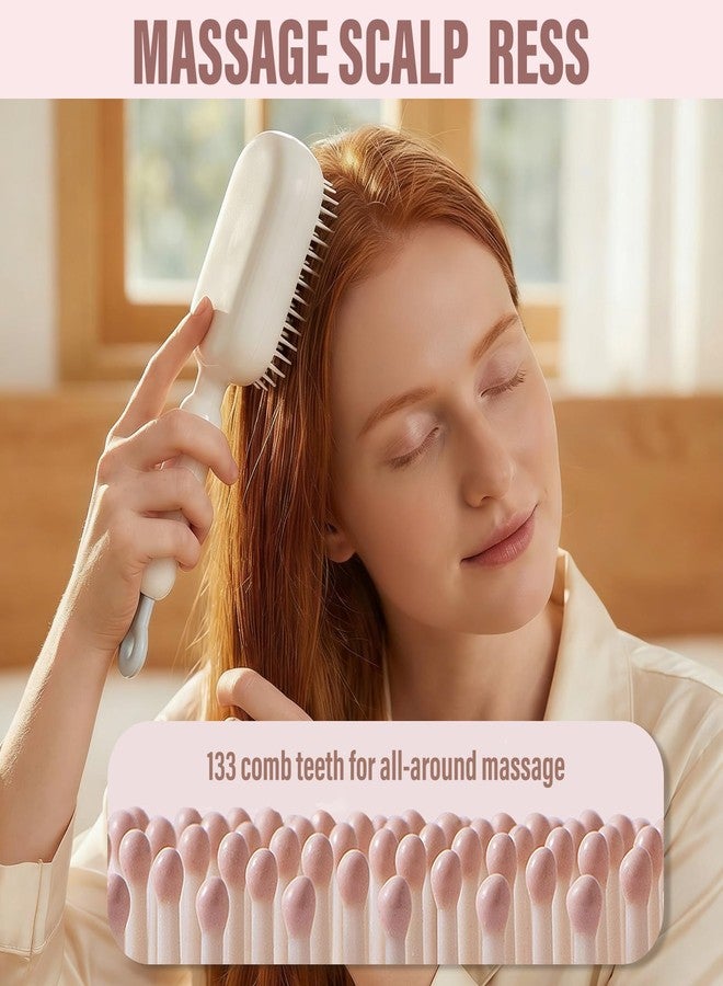 Plman 2PCS Retractable Cushion Massage Comb, Self Cleaning Hair Brush for Women, Anti-Static Massage Comb for Reduces Breakage, Smooth Clean Detangling Comb, Pull Ring Hair Brush for All Hair Types - Image 3